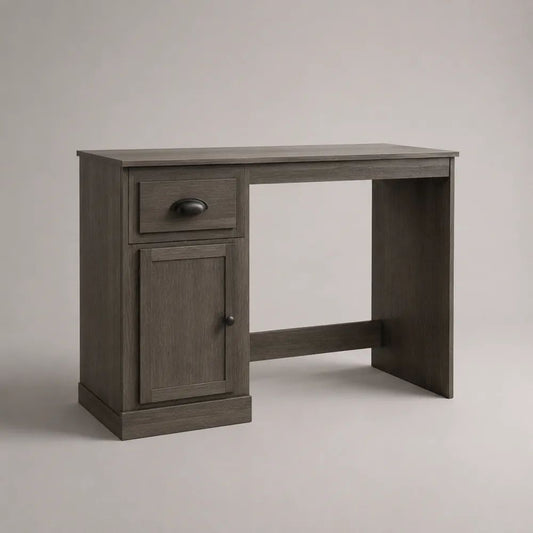 Schreibtisch aus melaminbeschichteter Spanplatte mit Schublade und Schrankfach, Dunkelgrau/Schwarz, 100 × 50 × 76 cm