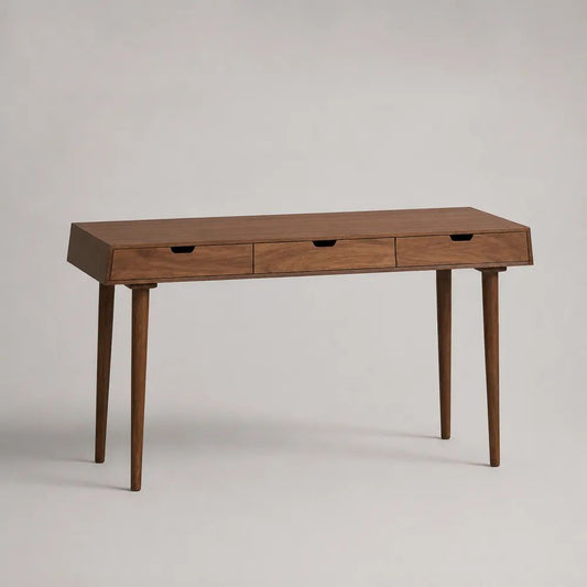 Schreibtisch aus massivem Mangoholz mit 3 Schubladen, rechteckig, Braun, 120 × 55 × 78 cm